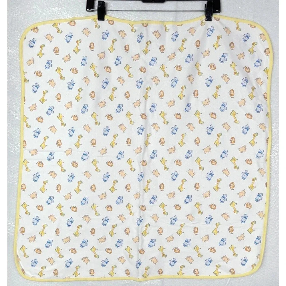 Laura Ashley Organic Baby Receiving Blanket Jungle Farm Animals Yellow White
